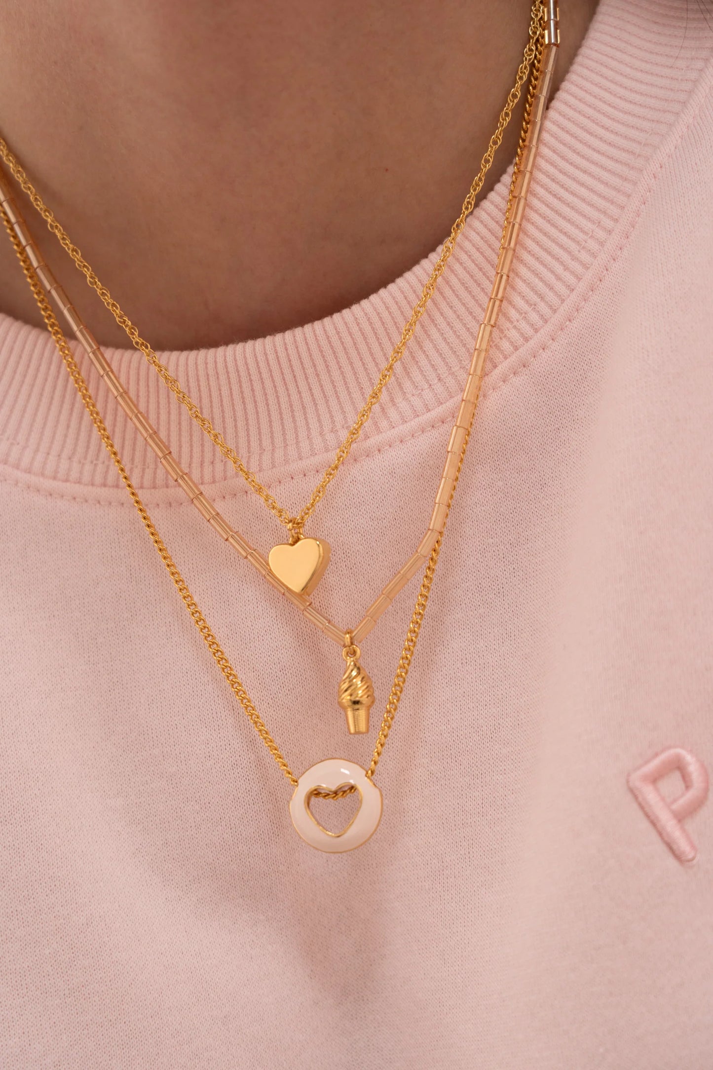Set X2 Collares Corazón Liso + Aretes