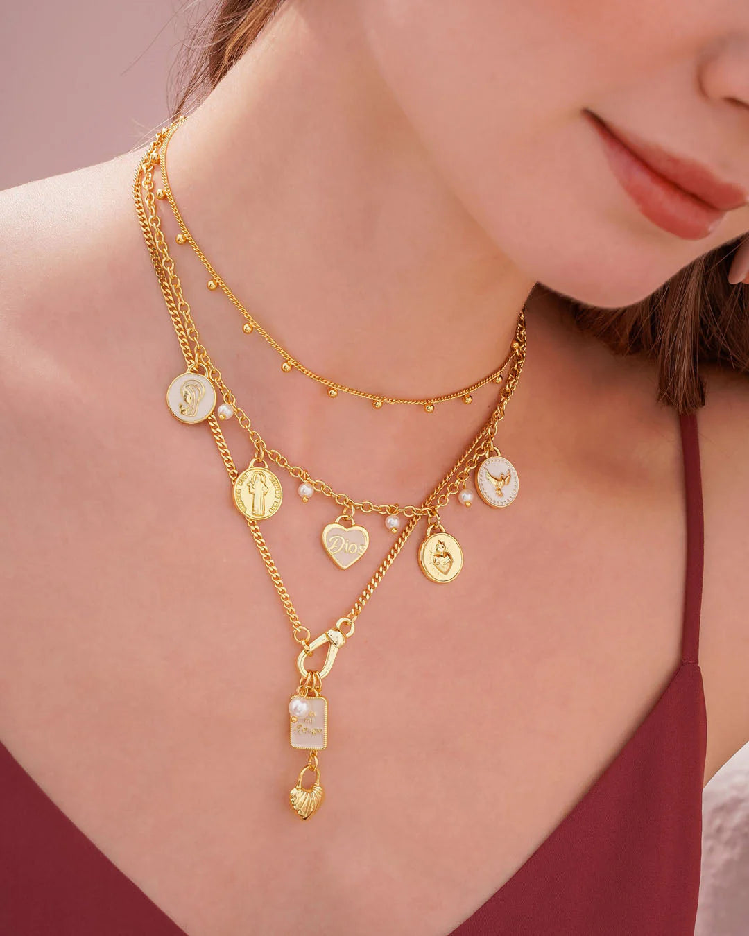 Collar Multicharms Religioso + Empaque Especial