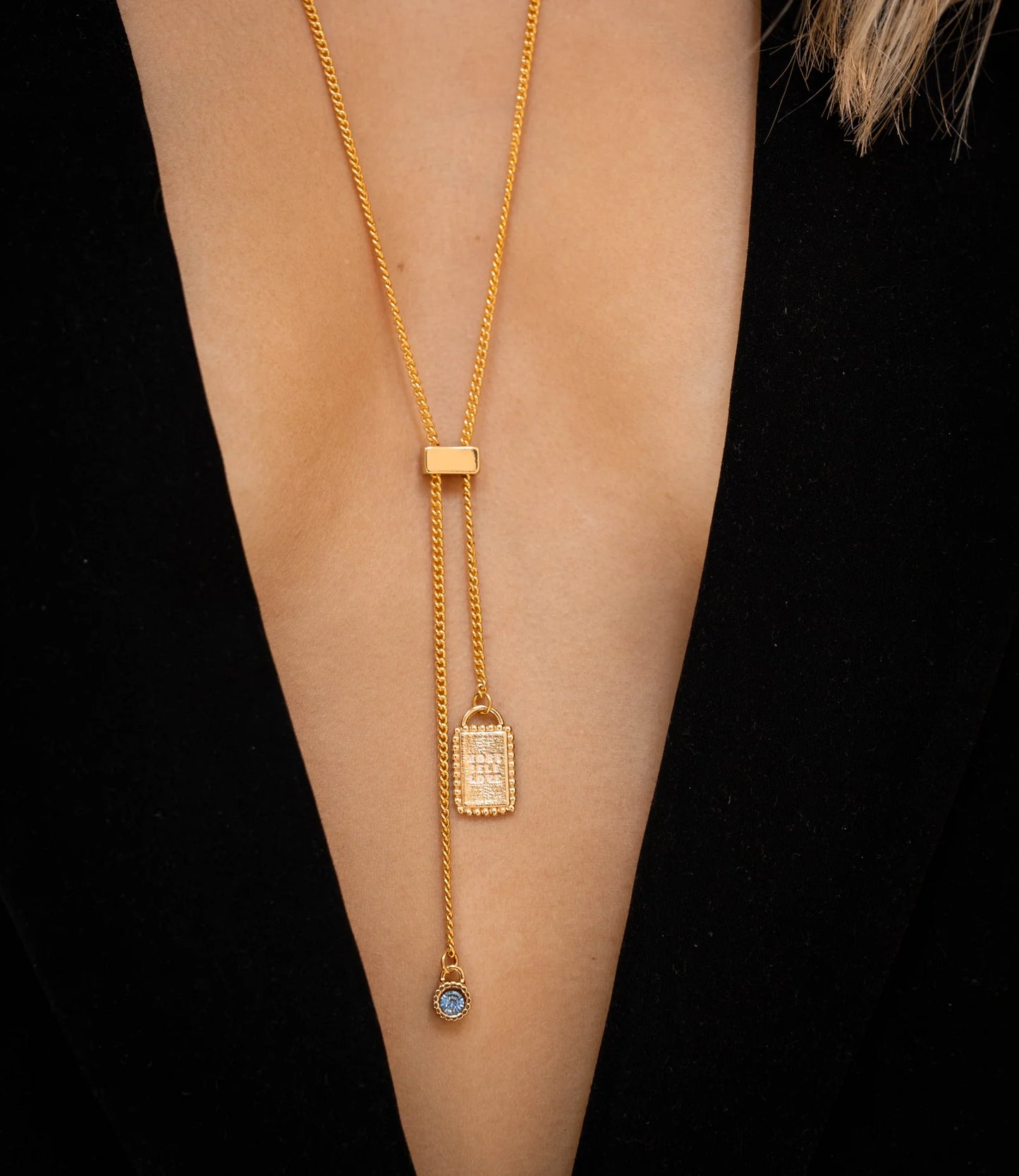 Collar Corbatín Cristal + Aretes