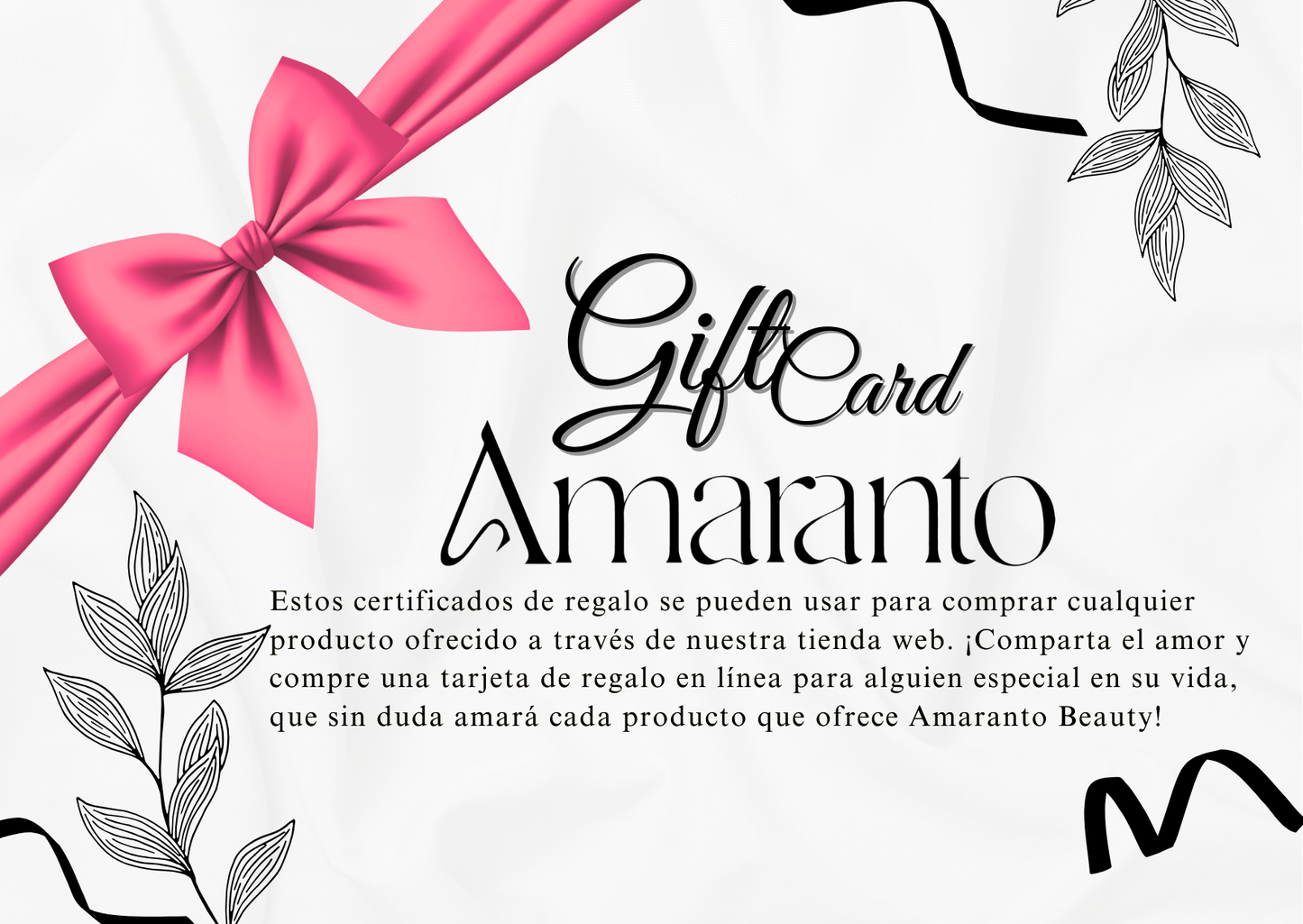 Tarjeta de regalo de Amaranto Beauty